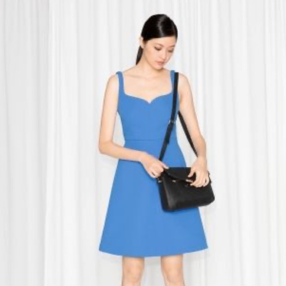 & Other Stories Cobalt Blue Cocktail Dress | Sleeveless Fit & Flare | Size 4 - Picture 5 of 7